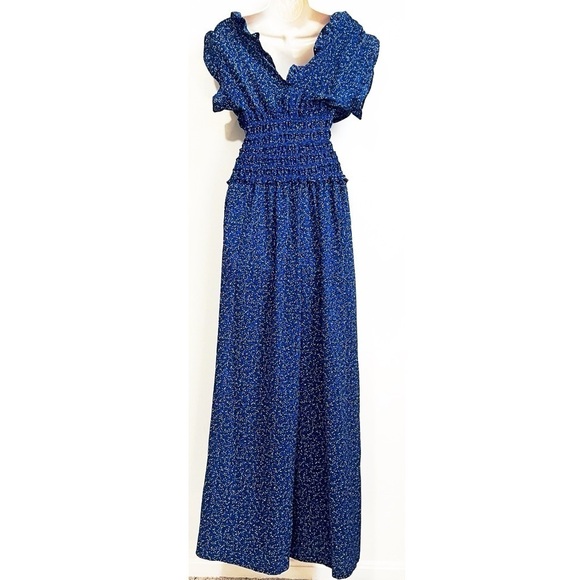 NWT Max Studio Floral Crepe Jumpsuit Sleeveless Surplice Smocked Waist Wide Leg - Picture 2 of 11